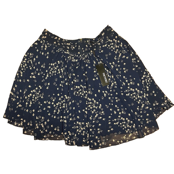 For Cynthia Navy Sheer Lined Skirt Fit & Flare Boho Birds Formal Large MSRP $68 - Picture 2 of 13